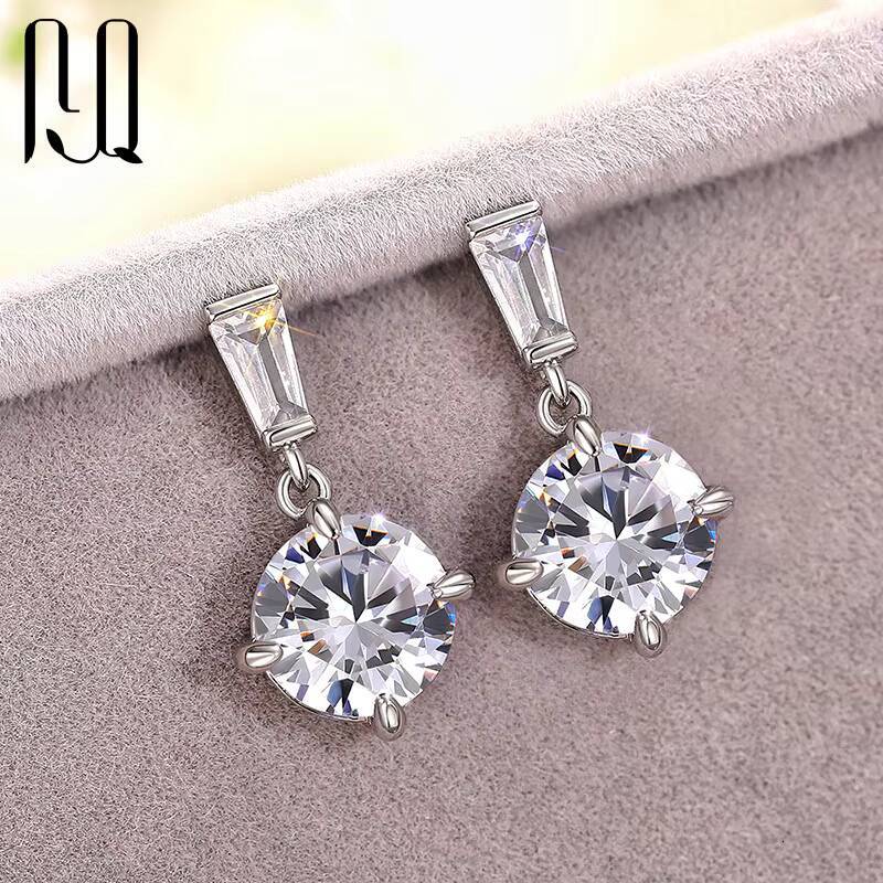PYQ 1ct+1ct VVS Moissanite Stud Earrings With GRA Certificate 925 Silver Stud Earrings Moissanite Pendant Earrings for Women