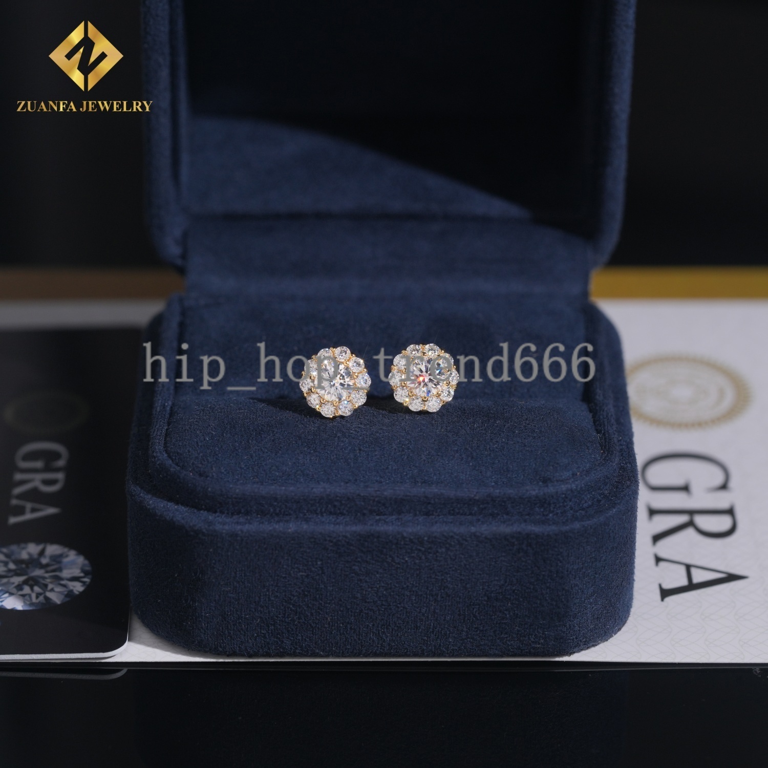 Hot Saling 8.8mm Moissanite Earring Rapper Fashion Diamond Earring Solid 18k Gold 925 Silver VVS1 Moissanite Iced Out Earrings