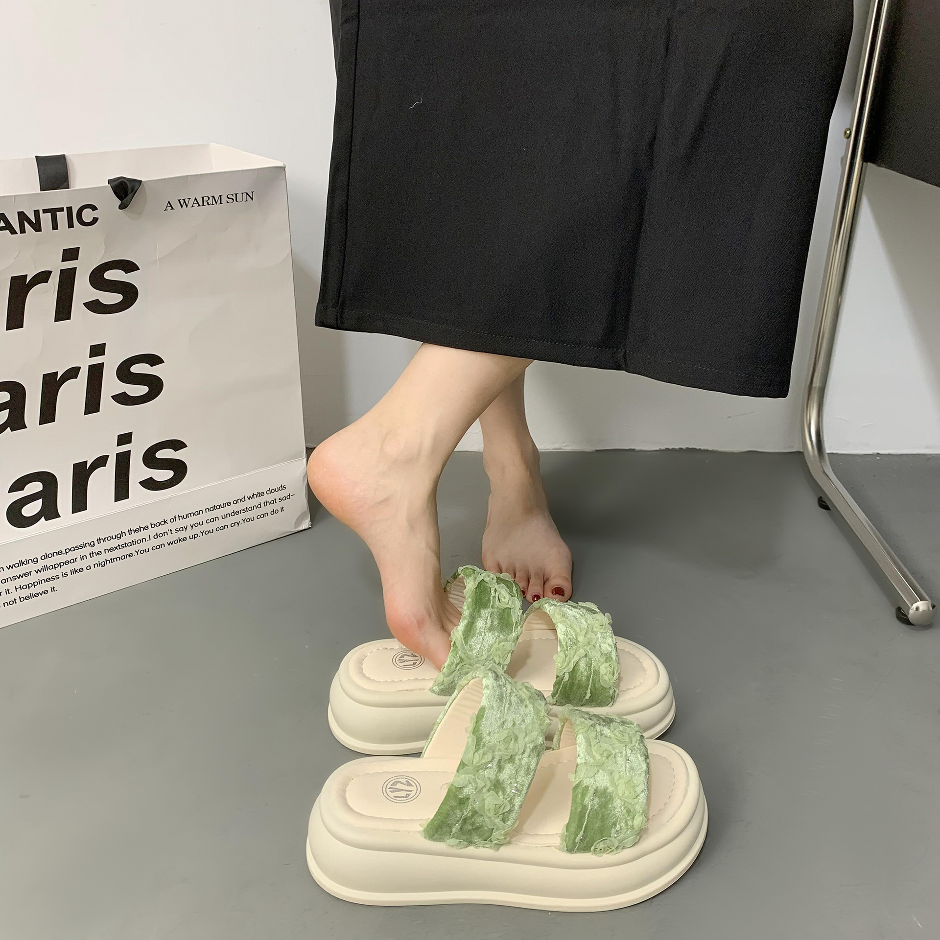 Ddmysports Stunning Fairy Style For Women Summer Outdoor New Thick Sole Height Increasing Non Slip Dress Sandals Beach Slippers Outdoor Shoes