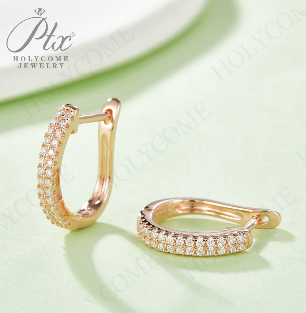 Original 925 Sterling Silver Women Small Size Hoop Earrings High Quality Shine Moissanite U Shaped Classic Style Earring For Women Jewelry Gift