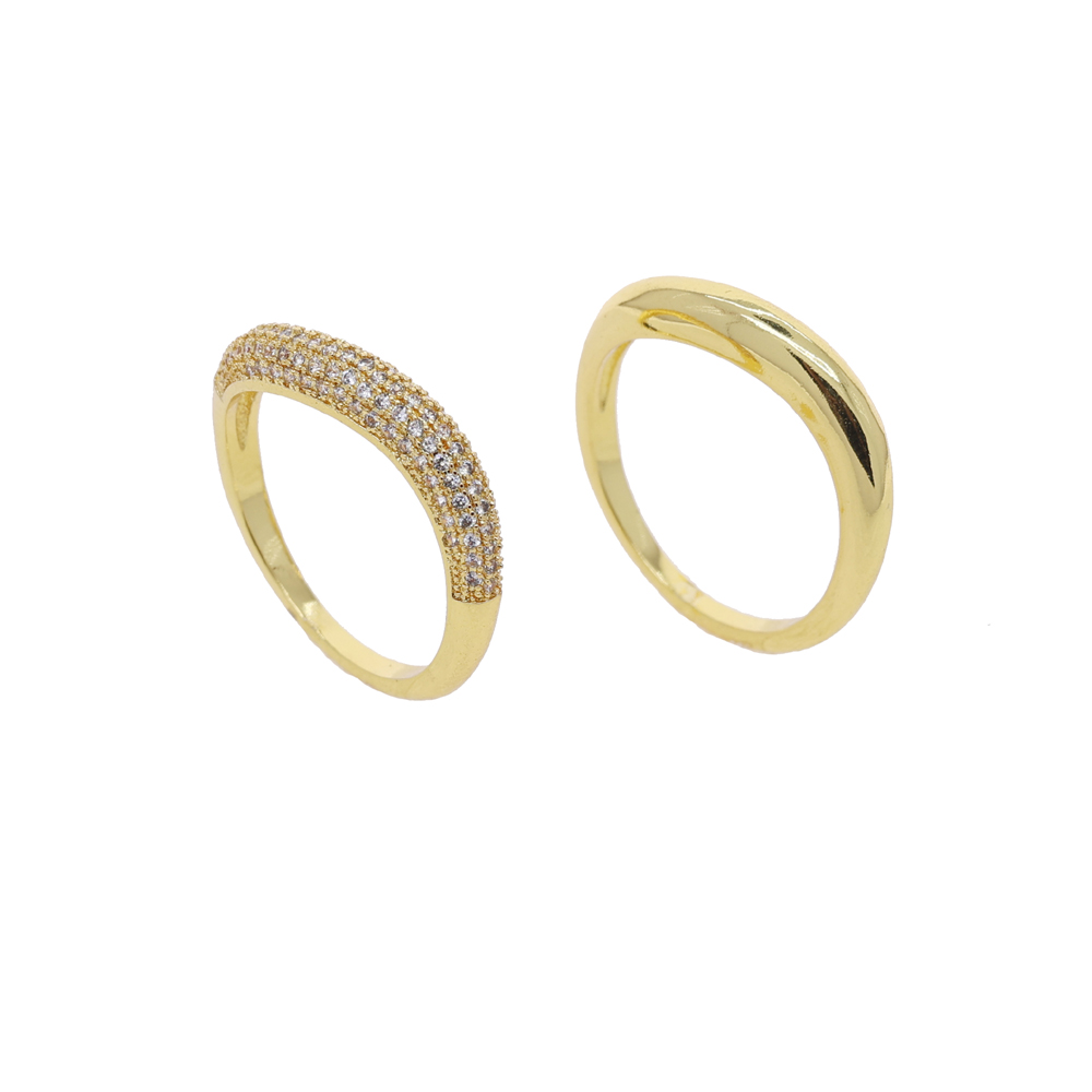 2025 New Arrivals Gold Color Multi Layer Geometric Ring Set Pave Bling Cubic Zirconia For Women Girl's Fashion Wedding Finger Jewelry