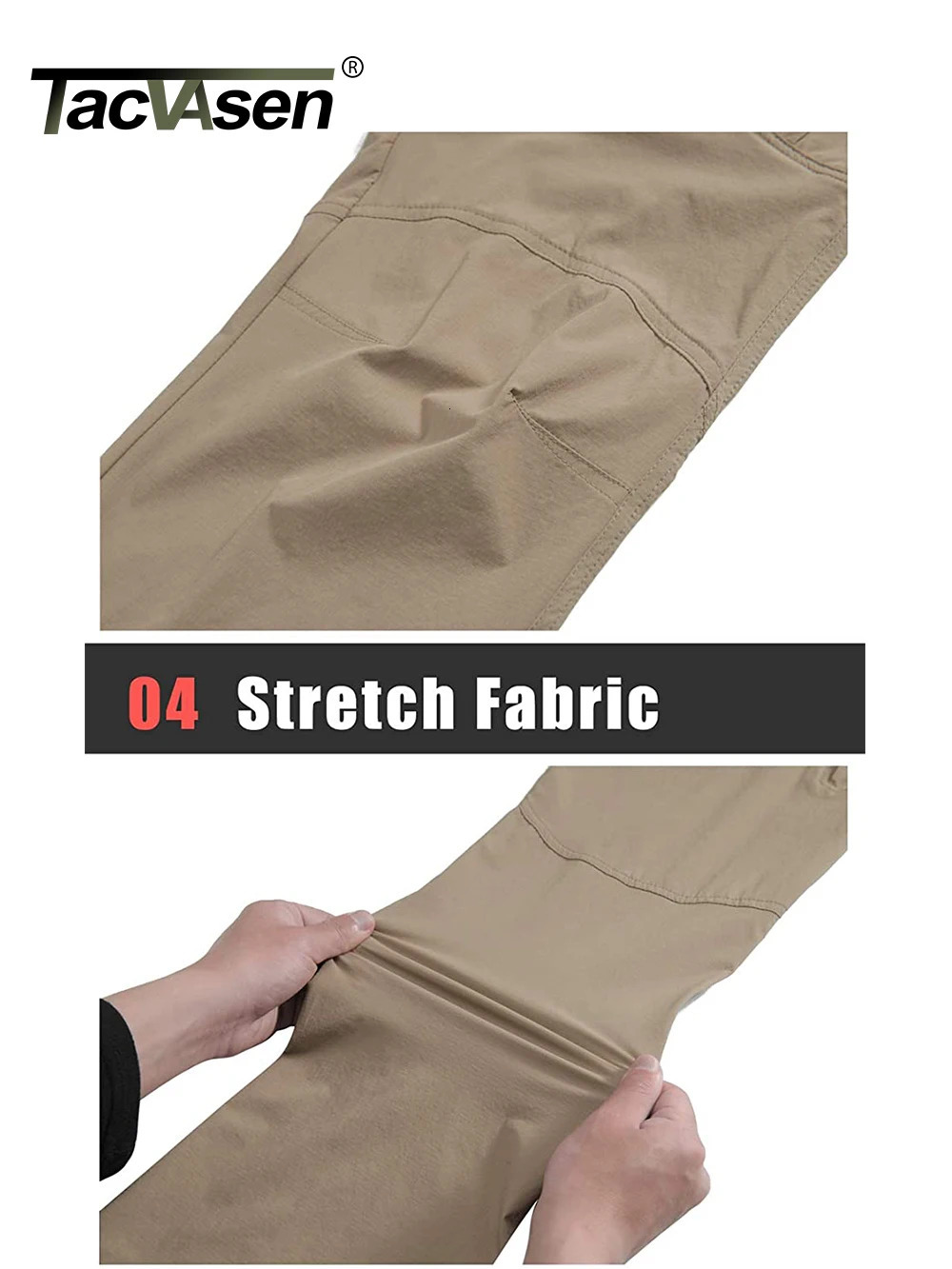 TACVASEN Summer Lightweight Trousers Mens Fishing Pants Outdoor Hiking Nylon Quick Dry Pockets Cargo Casual Work 250725