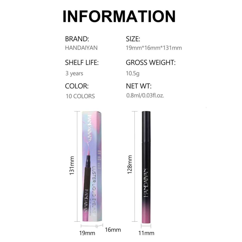 Waterproof Glitter Luster Liquid Eyeliner Pencil Long Lasting ple Pink Blue Metallic Eye Liner Pen Cosmetic Makeup for Eyes X250725 X