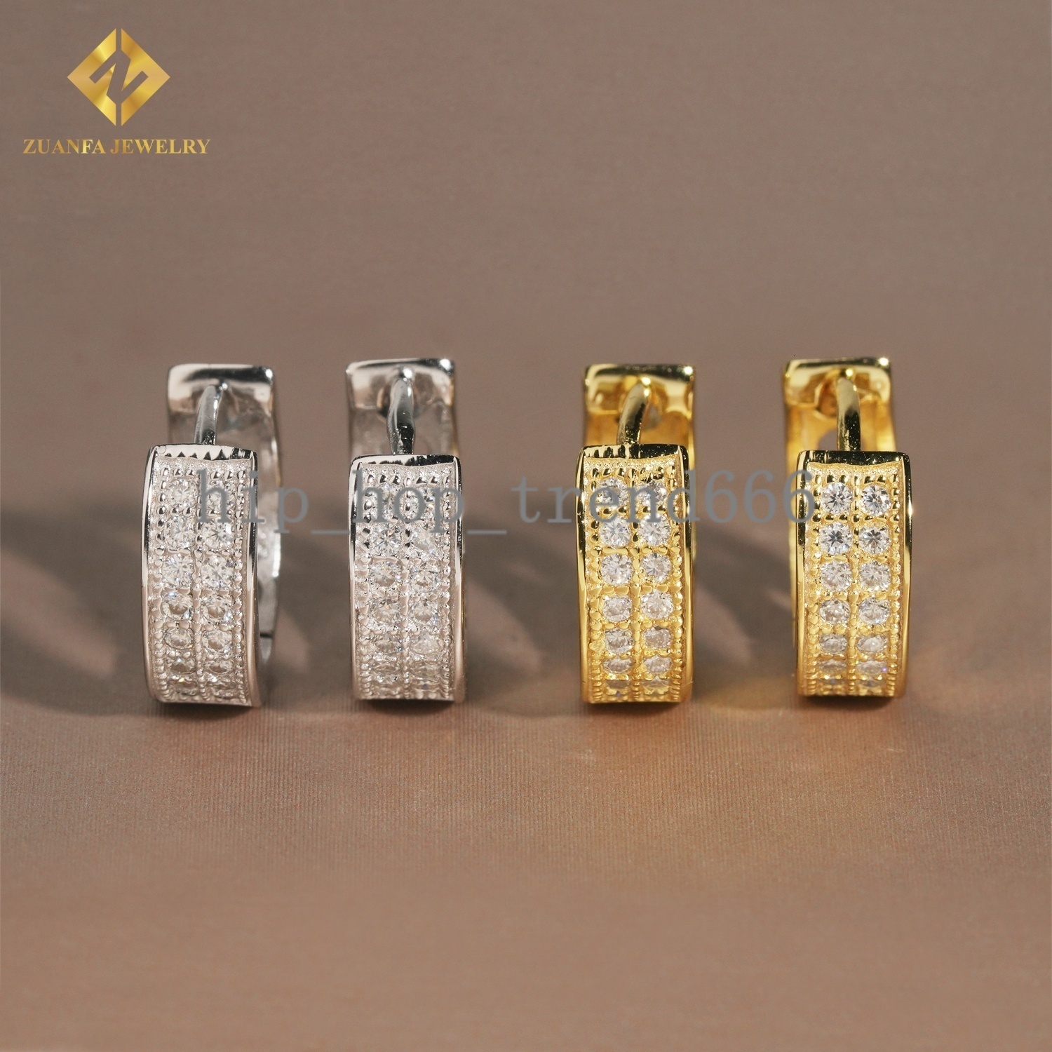 Men Style Hip Hop Fashion Stud Earring 925 Sterling Silver Jewelry VVS Moissanite Hoop Iced Out Earring