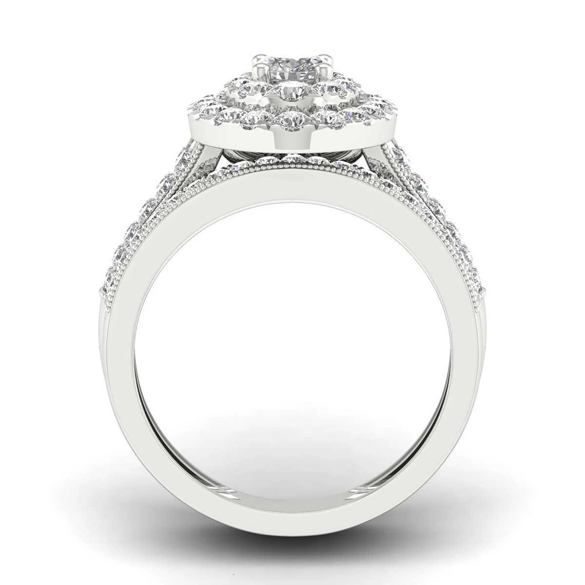 Luxury fancy engagement Mo silica ring 2 pieces pure silver 925 womens wedding jewelry diamond girl gift certification W250417