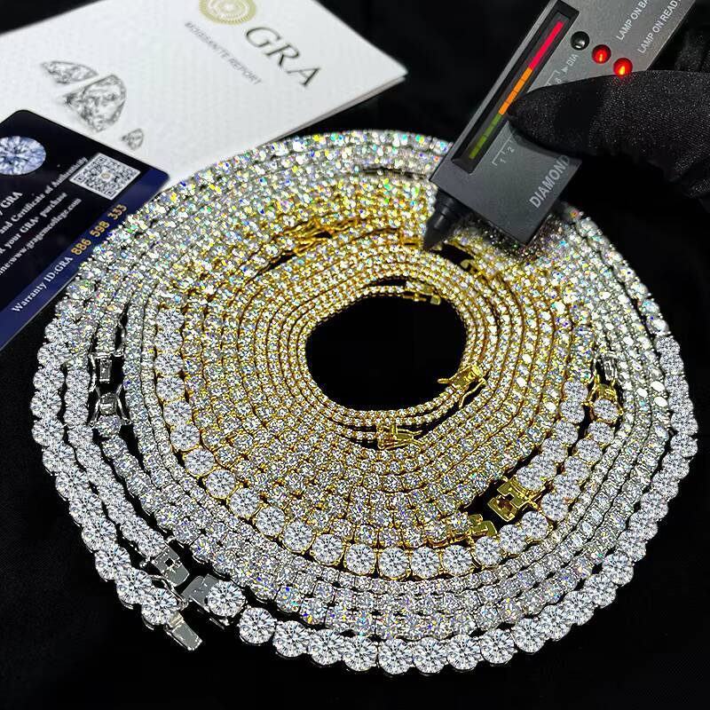 Full Size S925 Sterling Silver Necklace VVS Moissanite Diamonds Iced Out Tennis Bracelet Factory Tennis Chains Necklace