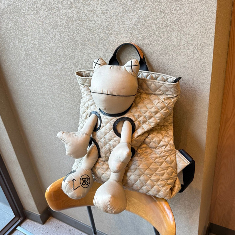 KOUDI 7033 Monster Backpack Diamond Lattice Feather Cartoon Women Student School Bag Waterproof Cloth