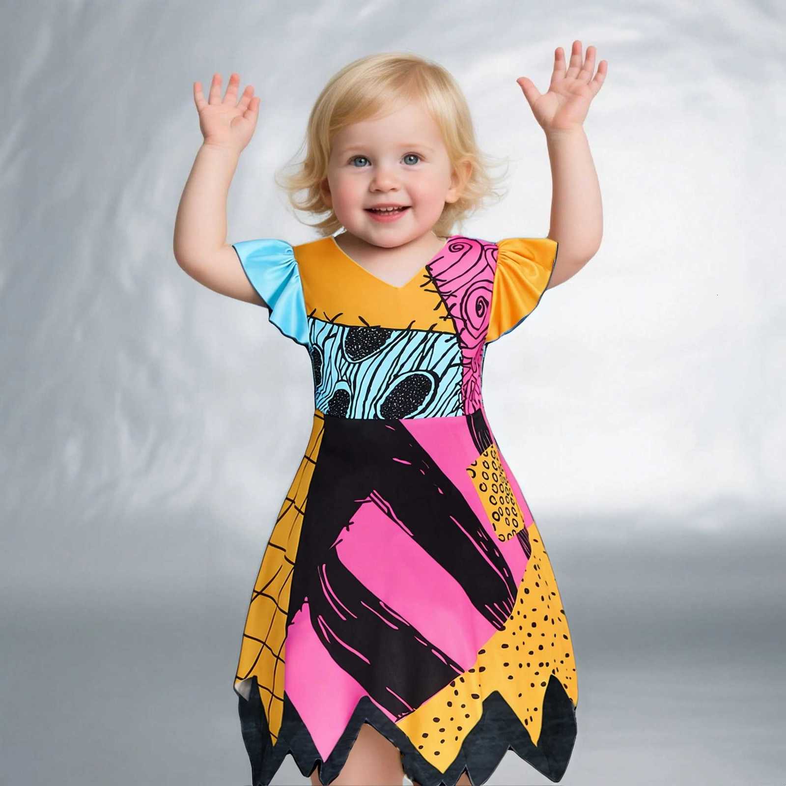 Girls Nightmare Before Christmas Halloween Sally Costume Jack Cosplay Dress Girls Children Carnival Vestidos Par Dress Z250725