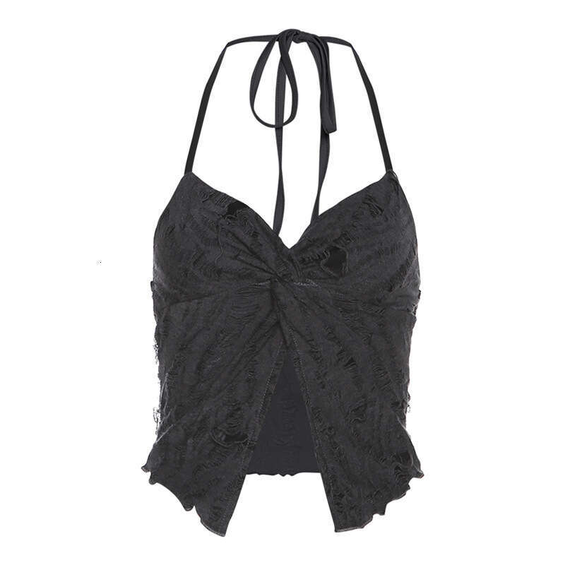 2023 Summer New Women's Solid Color Slim Fashion Halter Neck Tie Sexy Backless Tank Top 003