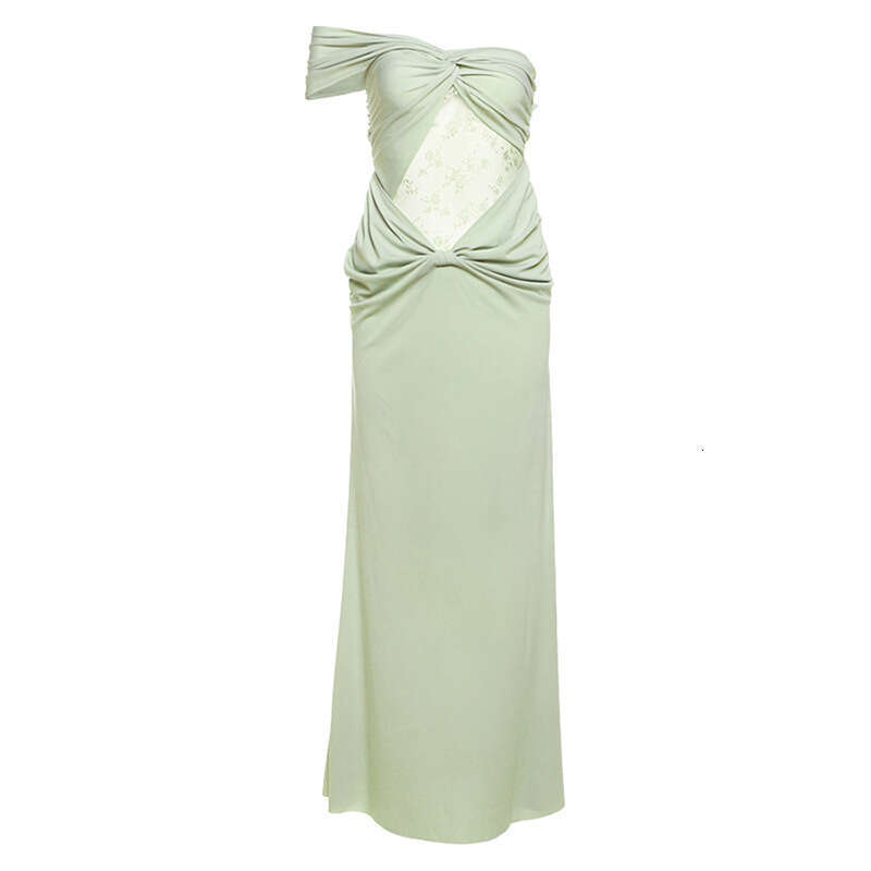 2025 Summer New Slim Sexy Vacation Style Mesh Patchwork Elegant Waist-Cinching Dress Women's Fashion 662