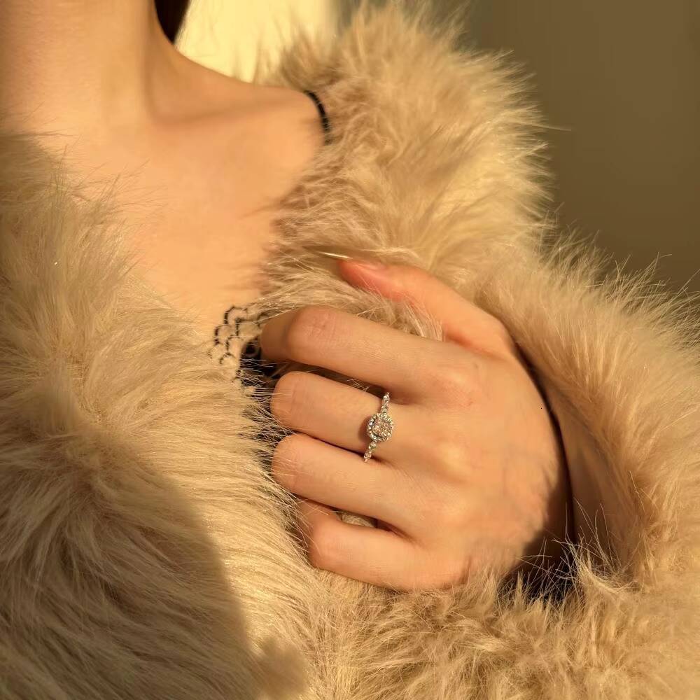 Dylam High Quality 8A Pink Cubic Zirconia Sterling Silver 925 Wedding Ring for Women