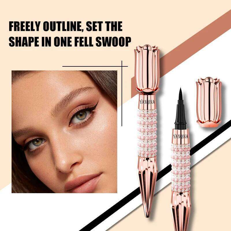 YANQINA Precision Liquid Pen - Long-lasting, Waterproof, Transfer-proof, Quick-Dry Black Eyeliner with Sparkling Design X250725 X2507