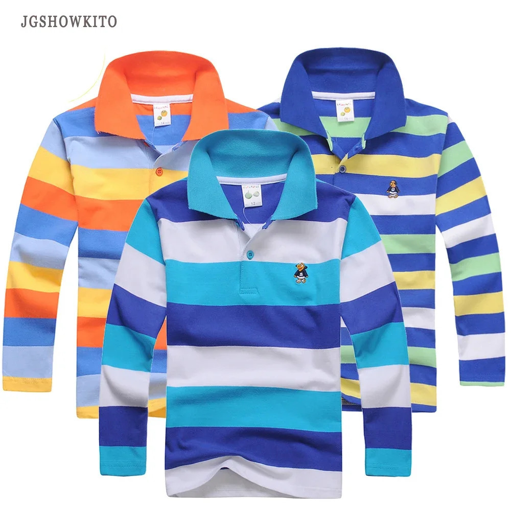 Boy Polo Shirt Kids Clothes Tops Color Stripes Turn-down Collar Autumn Long Sleeve Polos Baby Boy Camisetas Boys Shirts Teen 250725