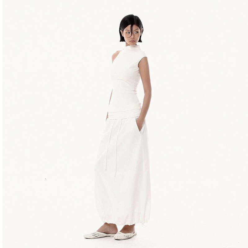 INS Style 2024 Summer New Women's Solid Color Slim Fit Street Fashion Sleeveless Top a7a