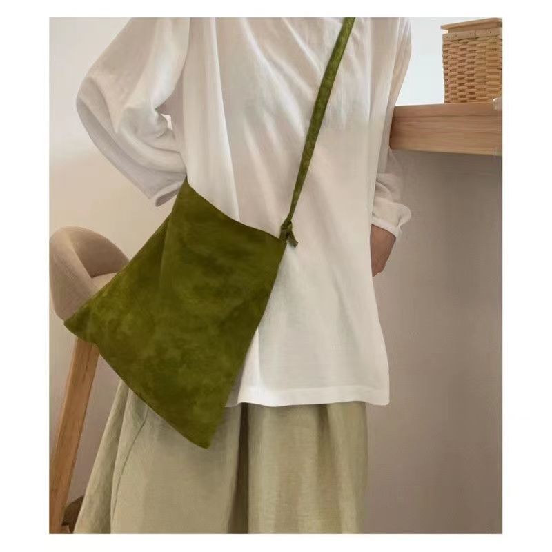Shoulder Bag New Chinese Retro Jacquard Bag Cowhide Rope Adjustment Messenger Bag