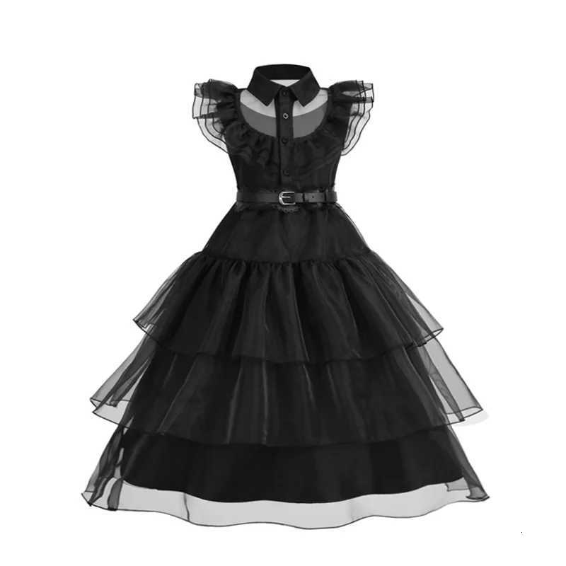 Children Addams Costume Baby Girls Family Cosplay Halloween Wed.Gothic Dress Kids Family Dancing Black Dress Pageant Fantasy Set Z250725