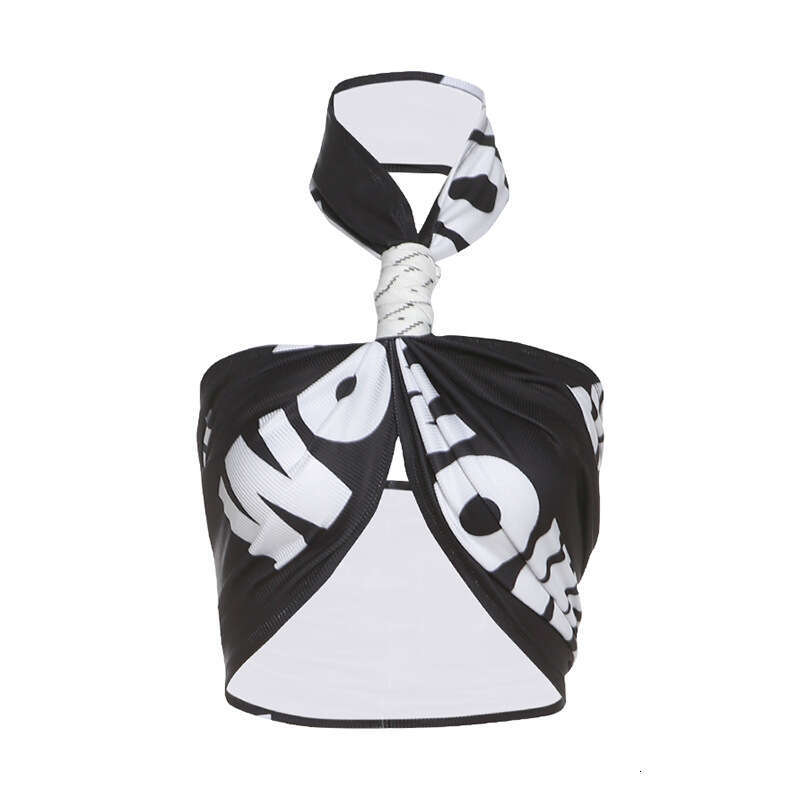 2025 New Summer Hot Girl Sexy Sleeveless Crop Slim Fit Versatile Tube Halter Neck Vest Top 887