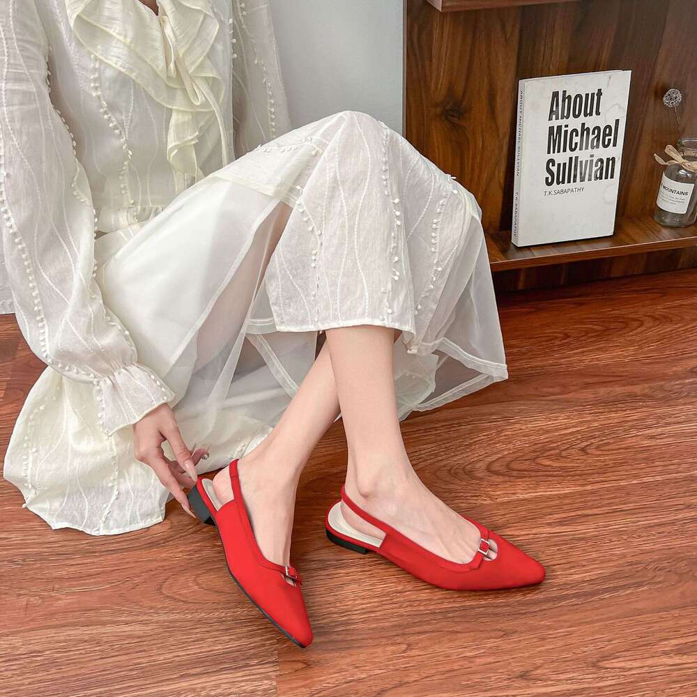 Women's Summer New Pointed Toe Elegant Outdoor Wear with Dress Versatile Fashion Shoes Soft Sole Comfortable Flats