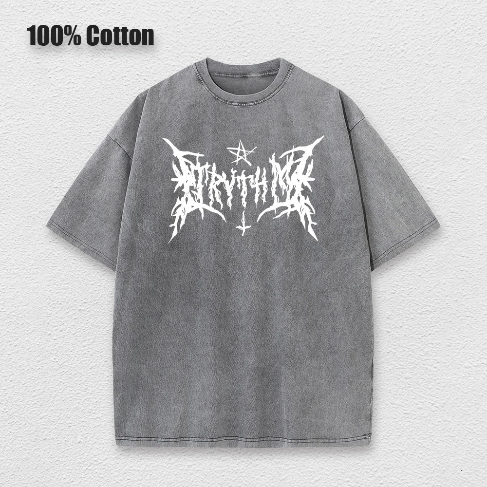 Y2k Hip Hop Vintage 90s Short-Sleeved Oversized T-Shirt Summer Goth Sense Loose Top Streetwear Washed Denim T-Shirt 250714