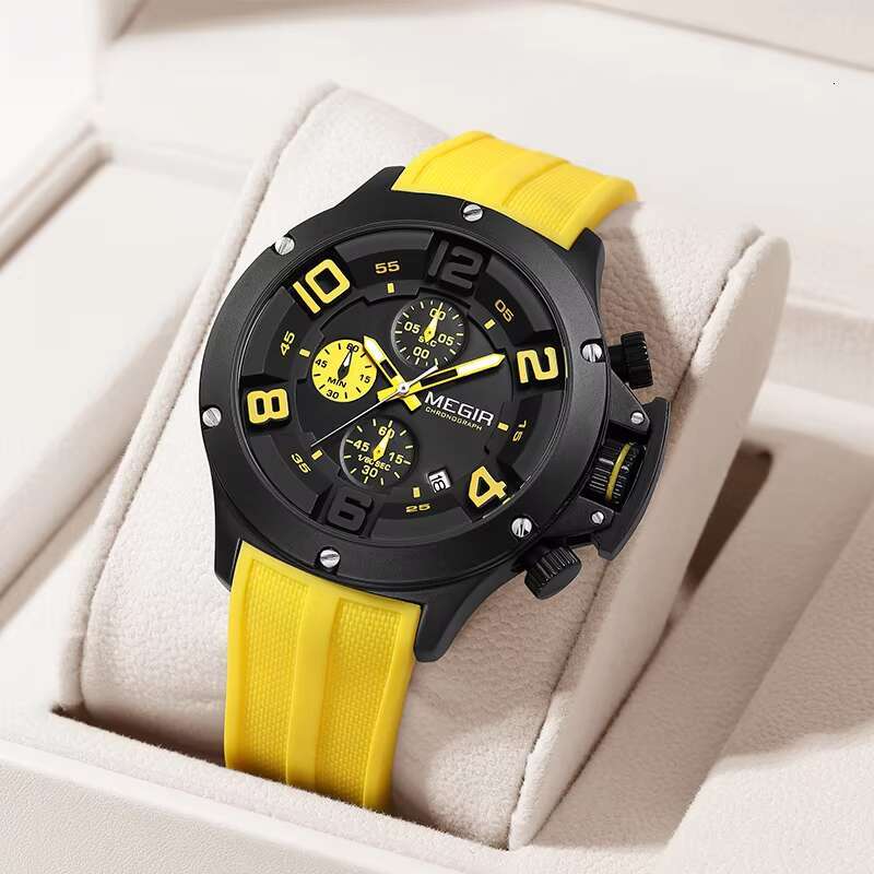 DHwatches MEGIR Men's Sports Watch - 47mm Big Face, Luminous, 30M Waterproof, Silicone Strap, Fashion Quartz Wristwatch