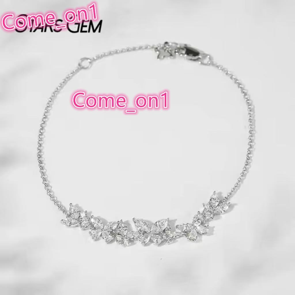 Starsgem 18K White Gold Fine Jewelry Flower Half Setting Tennis Bracelet Round DEF VS Lab Grown Diamond Tennis Chain