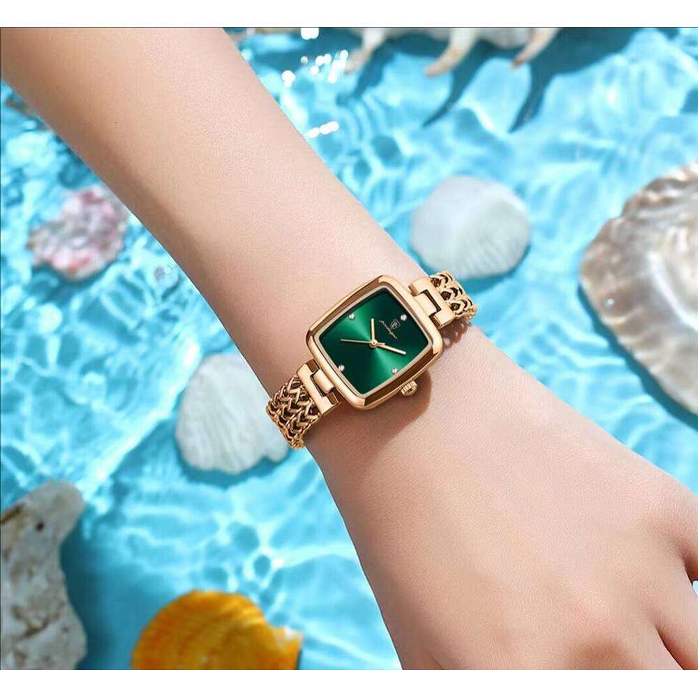 DHgargets POEDAGAR 768 Square for Woman Waterproof Stainless Steel Strap Ladies Quartz Dress Elegant Women Watch