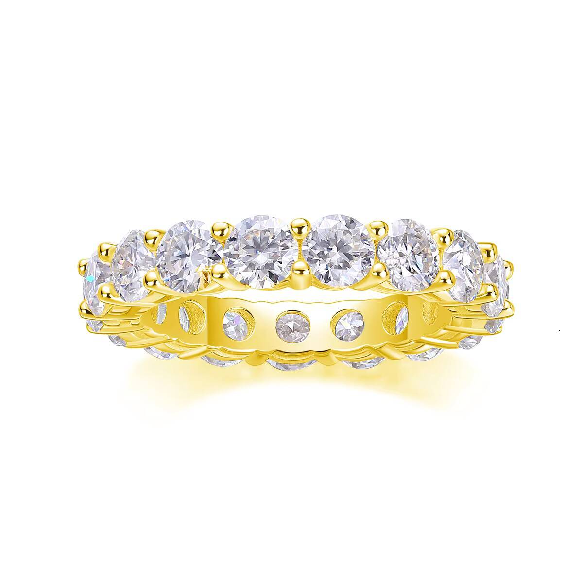 Womens 18-karat Gold 925 Sterling Silver Ring 12969 Waterproof Engagement Moissanite Handcrafted Jewelry with Full Line Ring