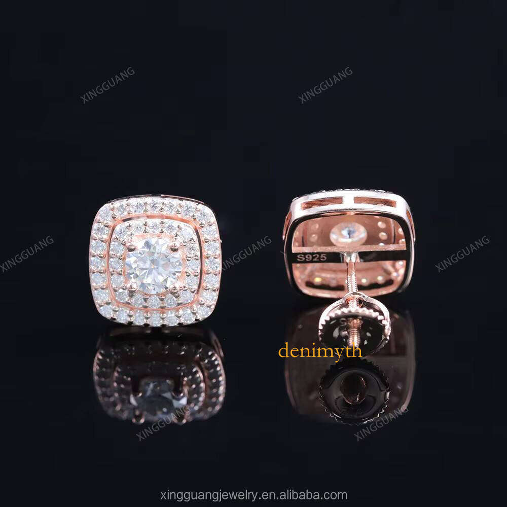 Custom Fine Jewelry Earrings Sier Gold Plated Screw Back Stud D Color VVS Moissanite Earring GRA Certificate