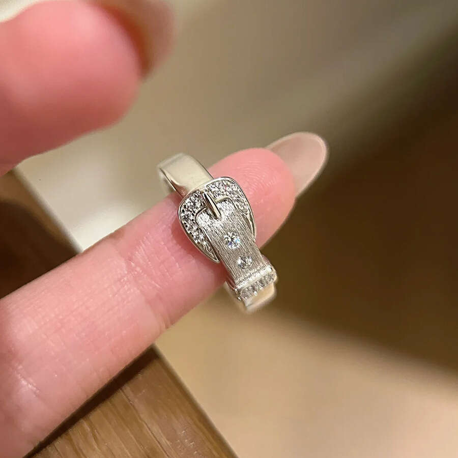 New Luxury jewelry designer Ring Korean Version Zircon Brushed Horseshoe Buckle Open Design Sense Niche Ring Fashion Versatile Trendy Hand Jewelry