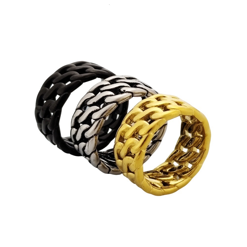 Cuban Chain Ring Jewelry European And American Trend Men's Motorcycle Chain Designer Jewelry Titanium Luxury Jewelry Steel Chain Ring Tire Gold M