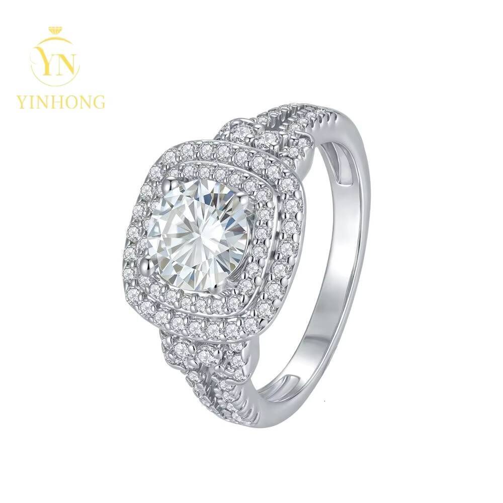 Wholesale Fashionable Wedding Ring 1ct Vvs D Moissanite Inlay Diamond Ring Silver Lady Wedding Rings Luxury