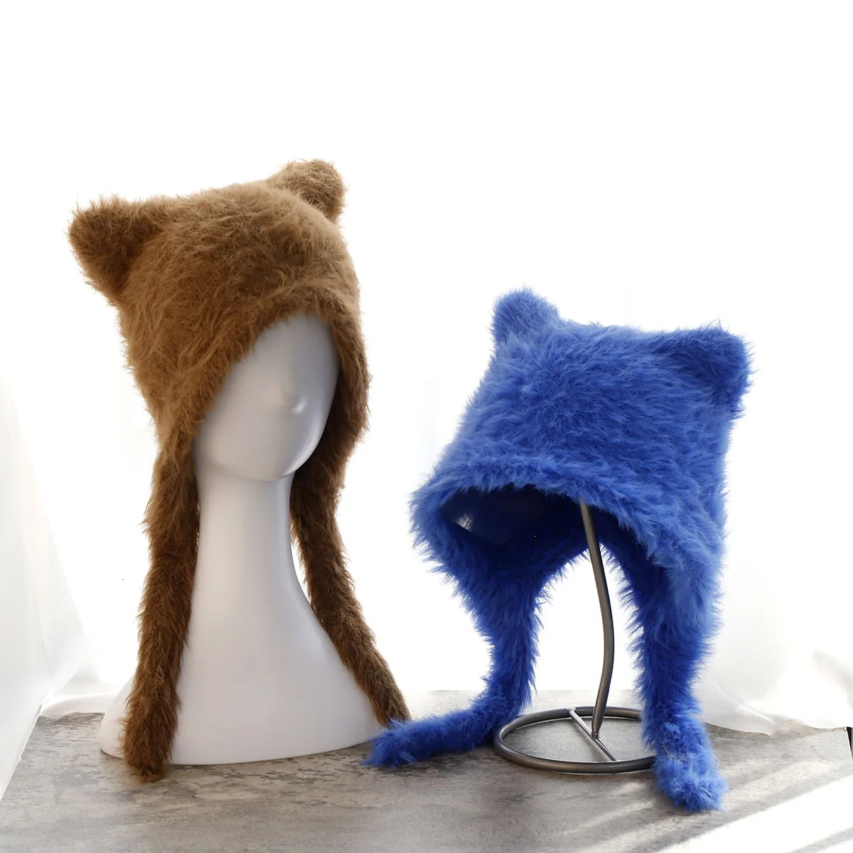 Fluffy Beanie Spicy Girl Hat Cute Cat Ear Hat Winter Thickened Warm Hat Bomber Ski Hat Faux Fur Knitted Hat Retro Hat 250724