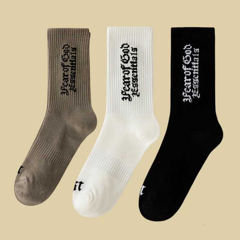 3 Pairs Mens Casual Cotton Socks Fashionable Street Style Letter Design Breathable Comfortable X250725