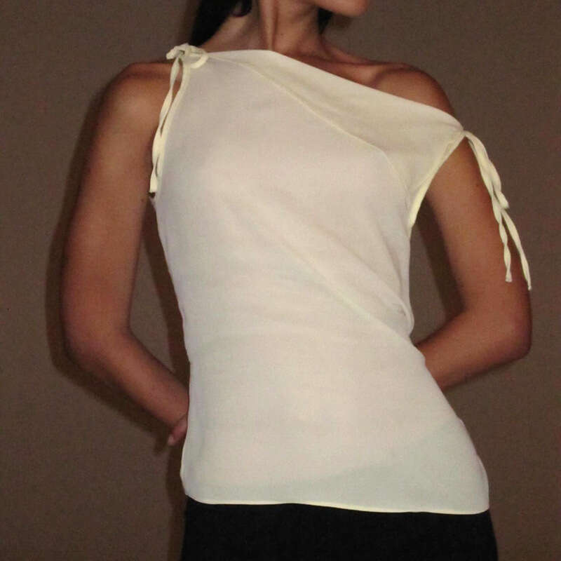 Ytp327 Women's Summer New Lace-Up Patchwork Double-Layer Irregular Tank Top T-Shirt B5