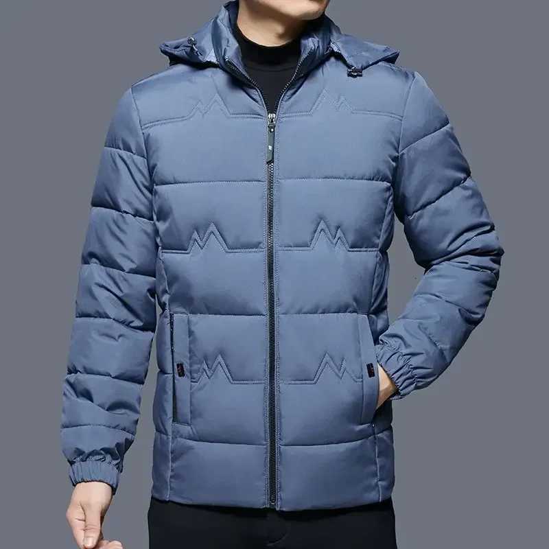 Black Mens Down Jacket Hooded Padding Parkas Zipper Male Padded Coats Inter Special Winter 2024 Korean Style Modern Clothing X2507251