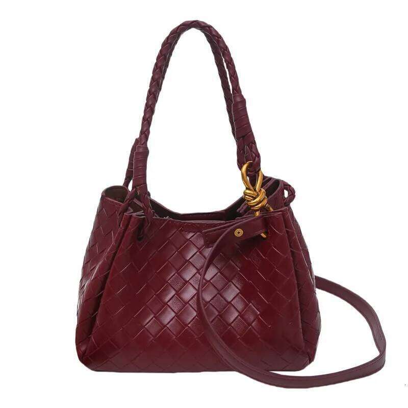 Woven Texture Bucket Bag Stylish Soft Tote Women Trendy Crossbody Single Shoulder Chic Handbag