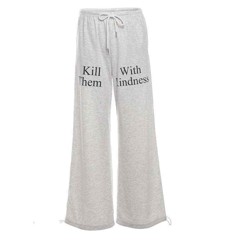 2024 Summer New Women's Solid Color Loose Street Fashion High Waist Casual Sports Straight Pants c34
