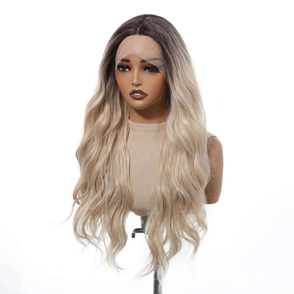 BlONDE UNICORN T Lace Synthetic Wig Ombre Dark Root to Blonde Curly Hair Women Wigs Daily Cosplay Natural Heat Resistant Fiber