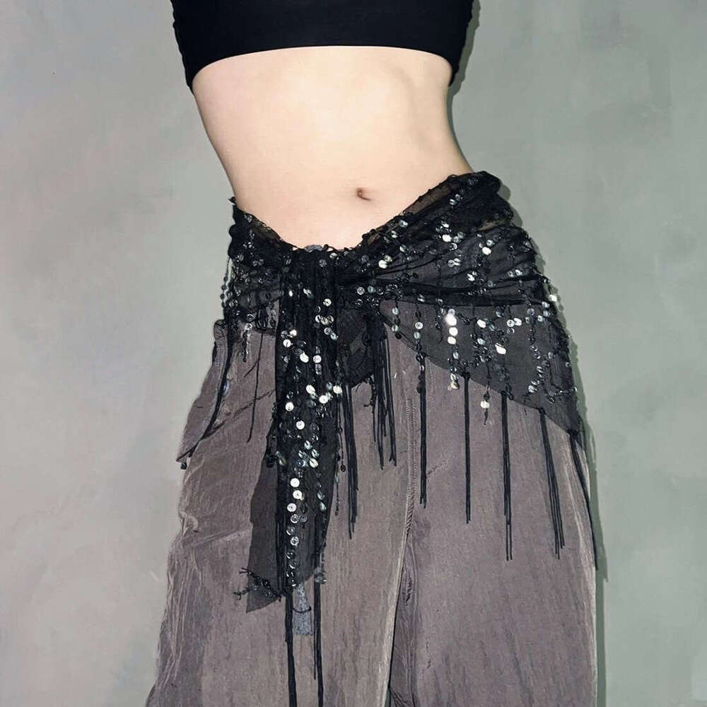 2025 Summer INS Style New Fashion Trend Versatile Loose Sequin Tassel Waist Accessories for Women caf