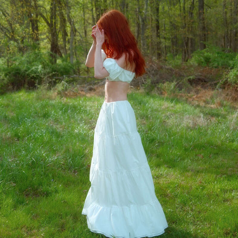 2025Ins Summer New Beach Vacation Strapless Crop Top White Skirt for Women 925