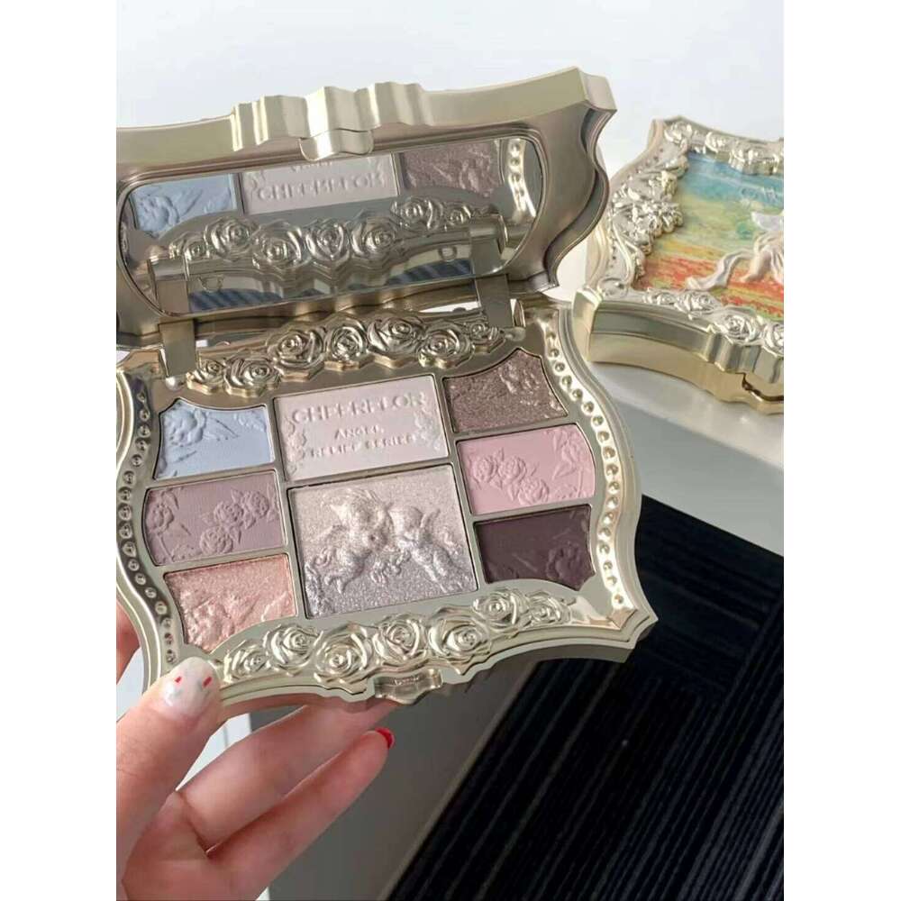Cheerflor Little Angel Eyeshadow Palette 6 Color Emed Matte Pearl Glitter Retro Eye Shadow Daily Makeup Cosmetics