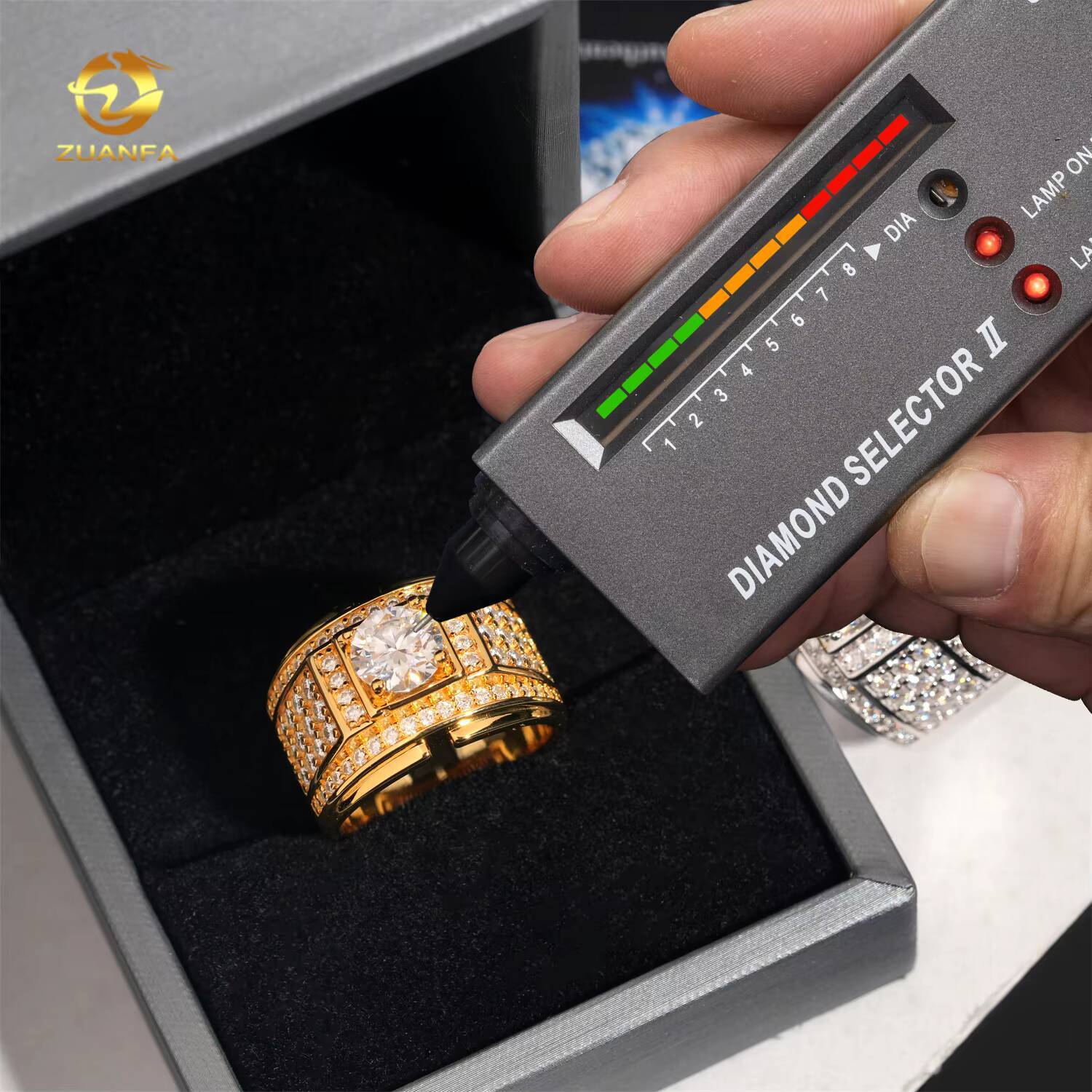 Ready Shipping Iced Out Mens Moissanite Ring 925 Silver Lab Diamond MOissanite Rings Hip Hop Ring Pass Diamond