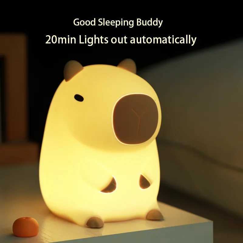 ute Tsartun Capibara Night Light Silicone Animal Lamp USB Rechargeable Timing Dimming Sleep Night Lamp for Childrens Gifts XJ250725