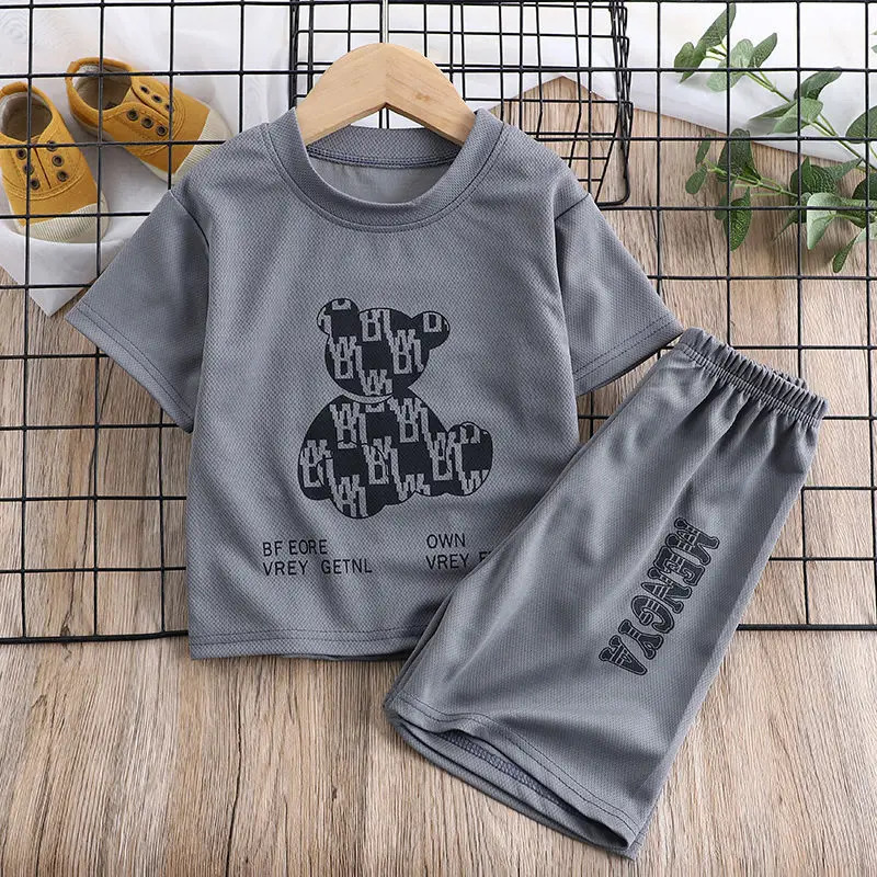Summer Baby Girls Clothes Set Breathable Cartoon Bear Printed TShirts And Shorts 2PCS Suit Children Boy Top Bottom Tracksuits 250725