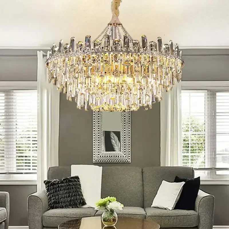 Luxury Modern LED E14 Ceiling Chandeliers Decorative Clear Crystal Hanging Lamps for Villa Living Dining Room Lighting FixturesXJ250725
