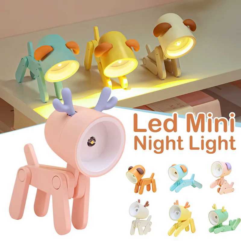 LED Night Light Mini Folding Desk Lamp Cute Pet Lights Dog Deer Portable Night Light for Student Living Room Decor Gift XJ250725