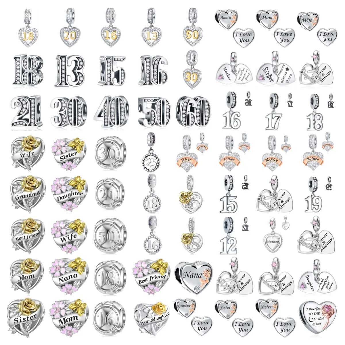 925 Silver Primitive Figure Series 40 13 15 Charm Heart Mom BFF Pendant Bead Fit Original Bracelet Women Jewelry Gift XJ250726