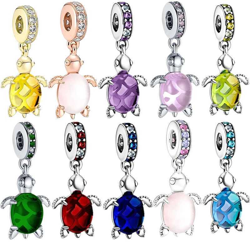 Miniso NEW Murano Glass Sea Turtle Dangle Charm Bead Fits Original 925 Sterling Silver Women Bracelet Fine Jewelry Gift XJ250726