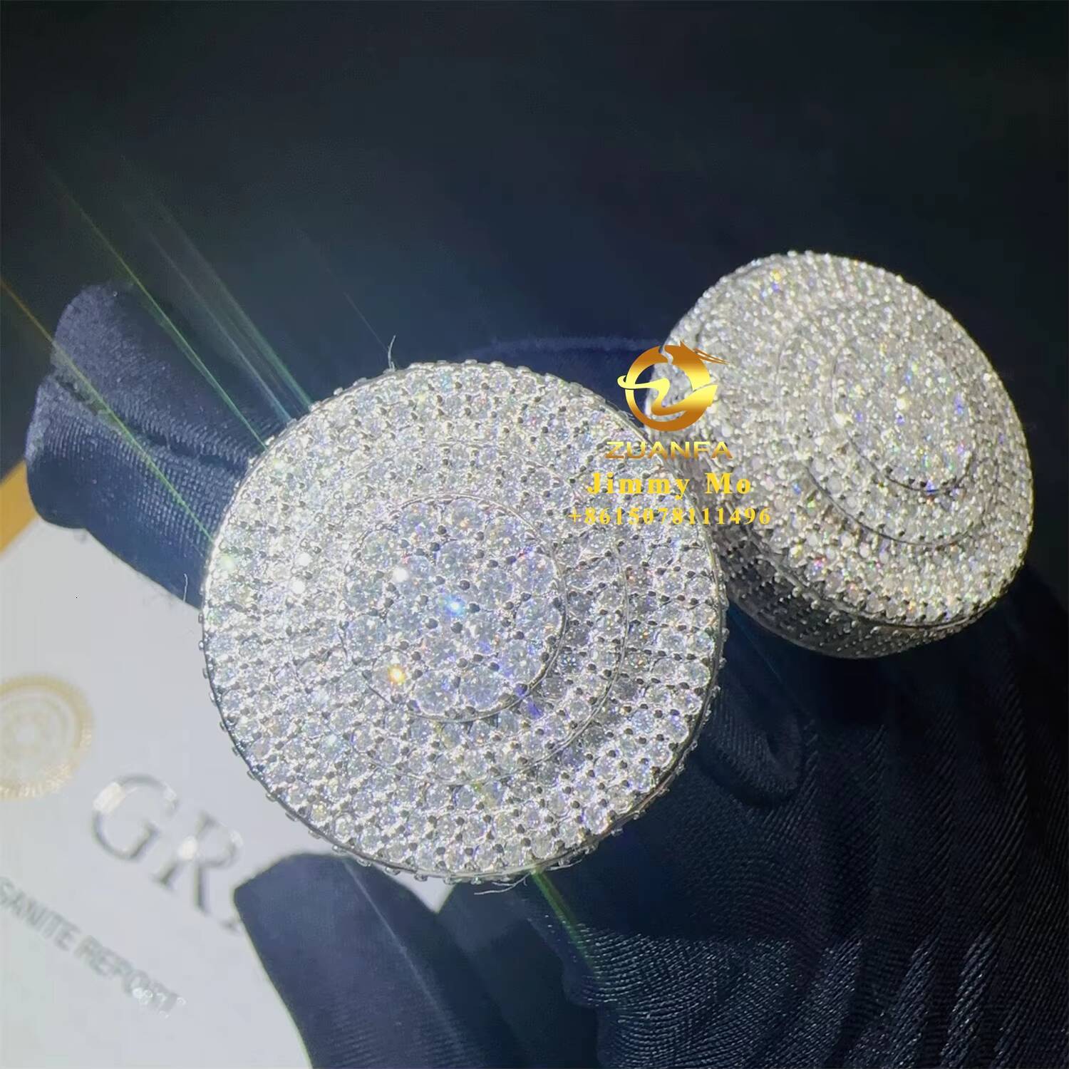 Ready to Ship Iced Out Luxury Big Hip Hop Rapper Jewelry 925 Sterling Silver Vvs Moissanite Diamond Iced Out Men Man Ring