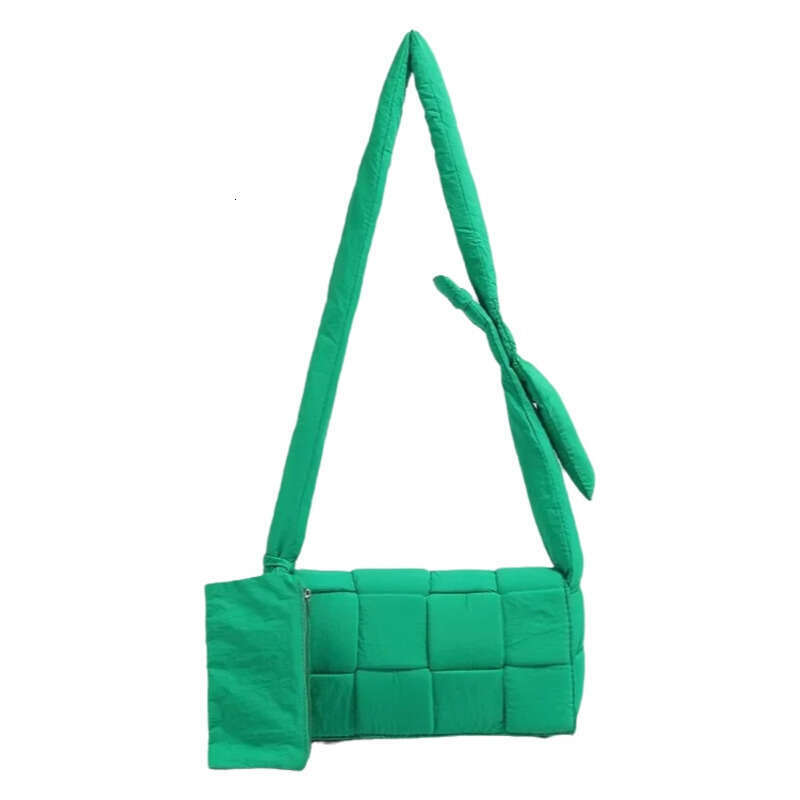 Women Lightweight Woven Soft Sponge Pillow Single Shoulder Handbag Trendy Crossbody Bag
